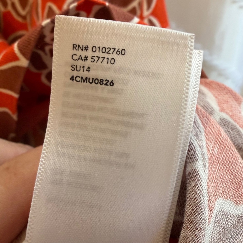 Kate Spade Saturday Orange Floral Cotton Linen Cutout Back Pocket Dress Size 2 - Picture 8 of 8
